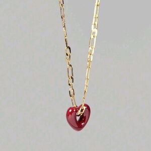 Red enamel heart on a high quality gold plated 17" chain; nwot